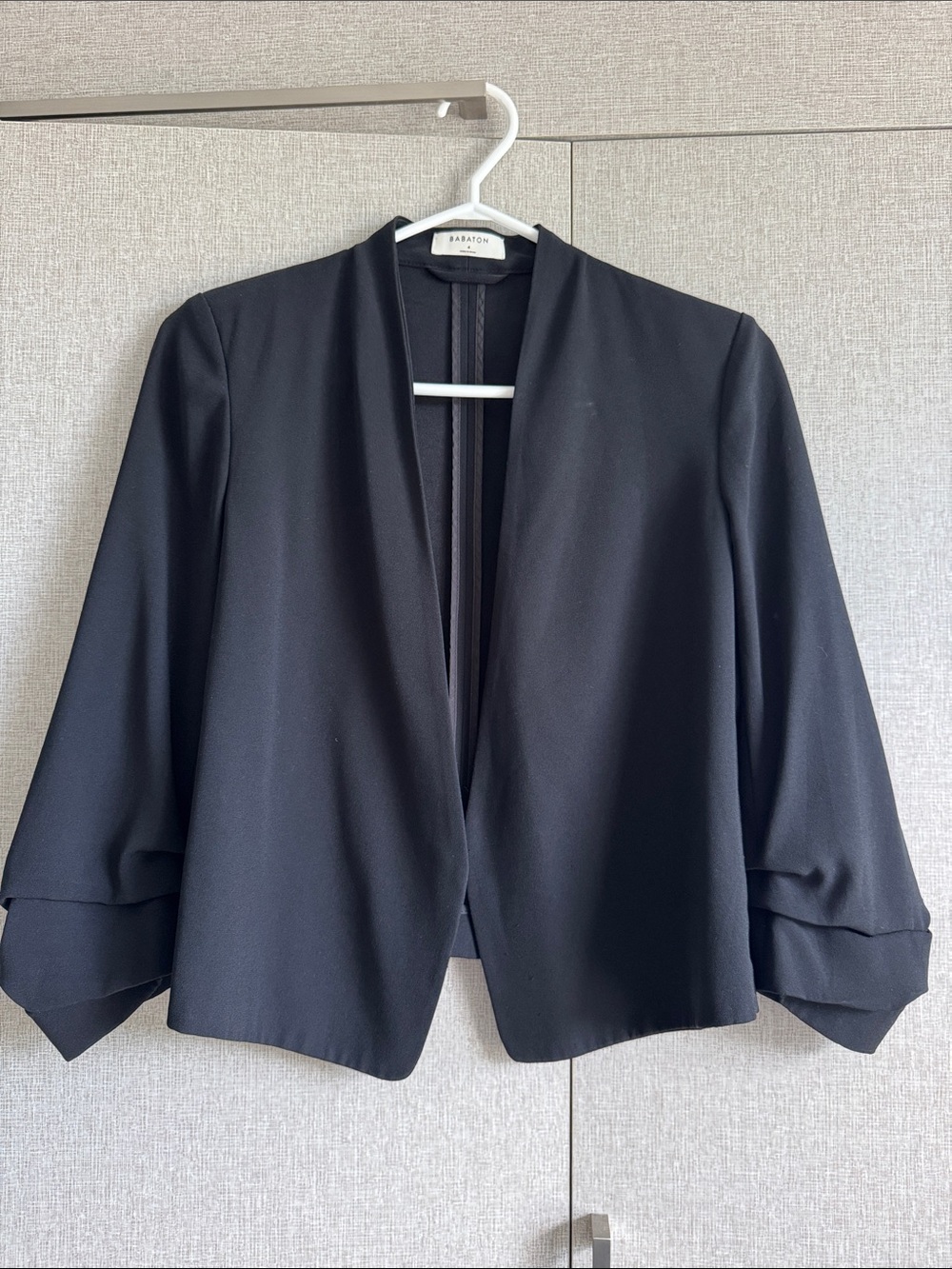 Babaton Black Collarless Open-Front Blazer